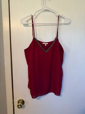 Maurices Wine Red Beaded V-Neck Camisole